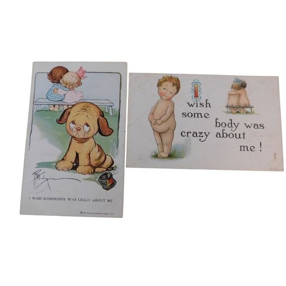 Postcards Vintage 1910 Cute Kid  Set of 2 - Picture 1 of 2